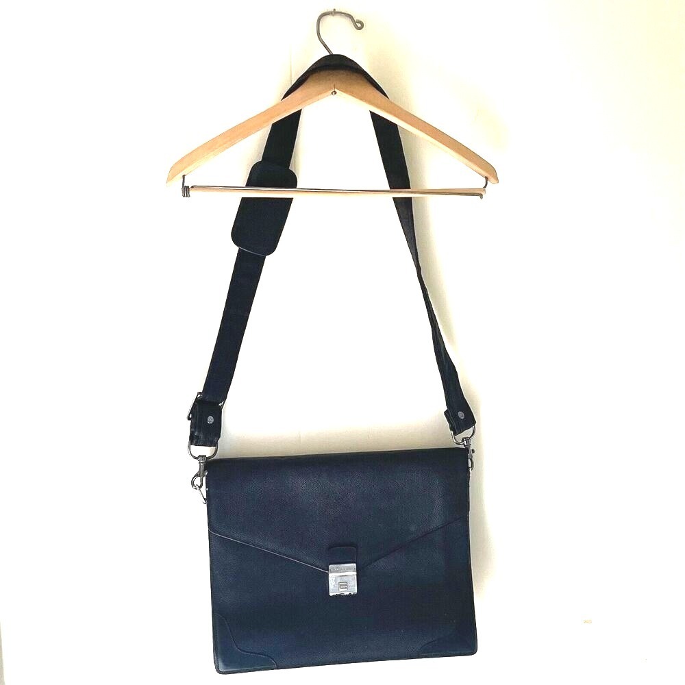 Vintage LANCASTER Paris Hard‎ Leather Professional Briefcase Bag Black